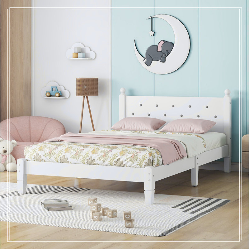 Twin Bed With Button Decoration Headboard And Bed Slats